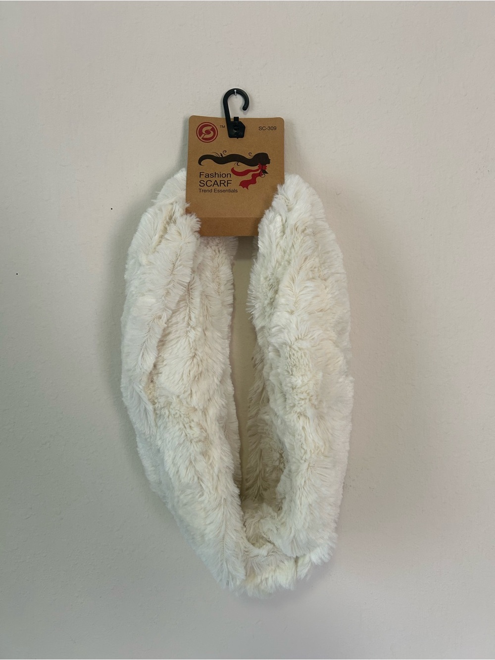 Essentials Cream Faux Fur Infinity Scarf